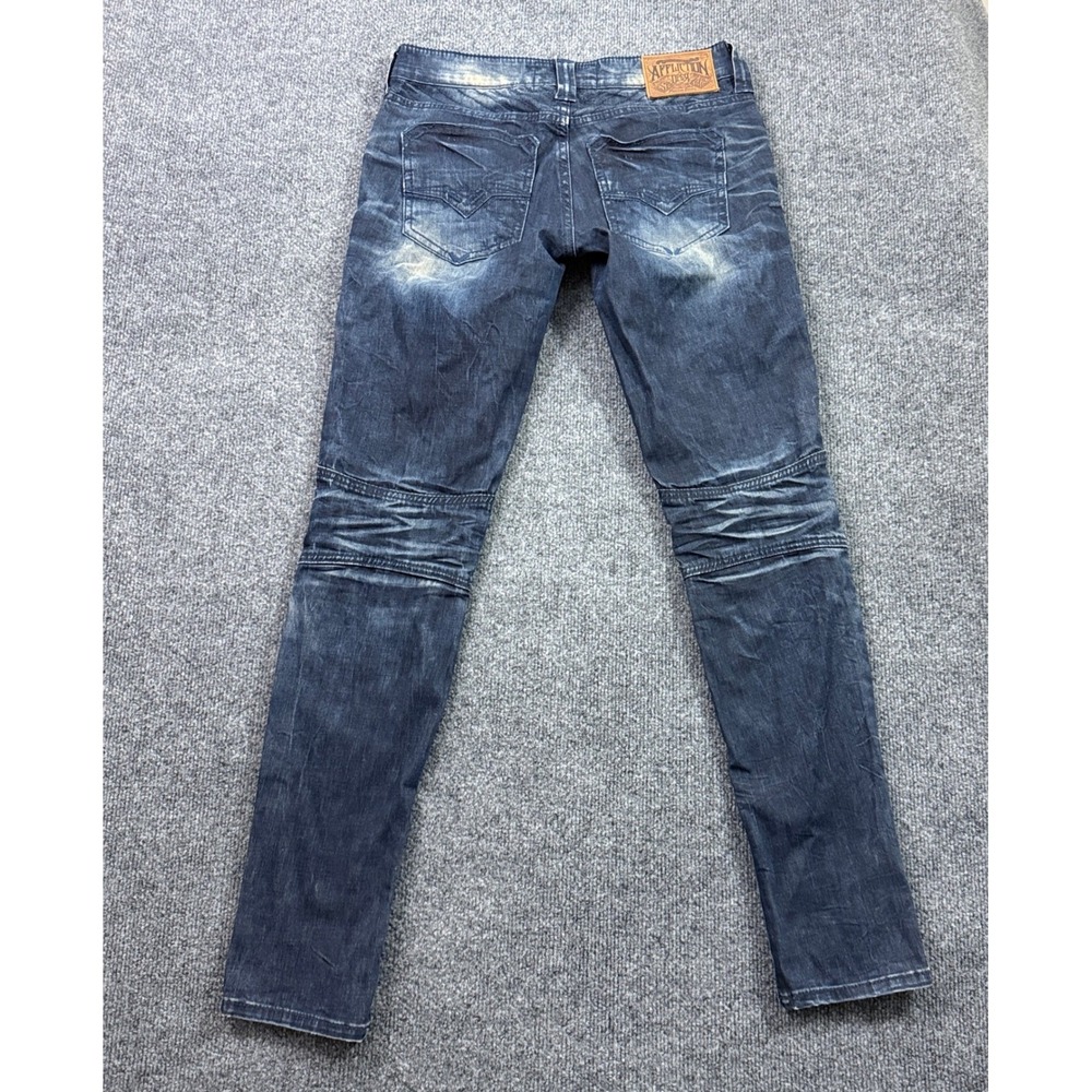 Affliction Raquel Moto Jeans Womens 28 Blue Distressed Ribbed Ankle Zip 111SK084 - Picture 2 of 15